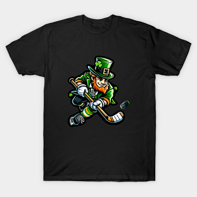 Irish American Hockey Player - St Patricks Day Funny Hockey T-Shirt by eighttwentythreetees